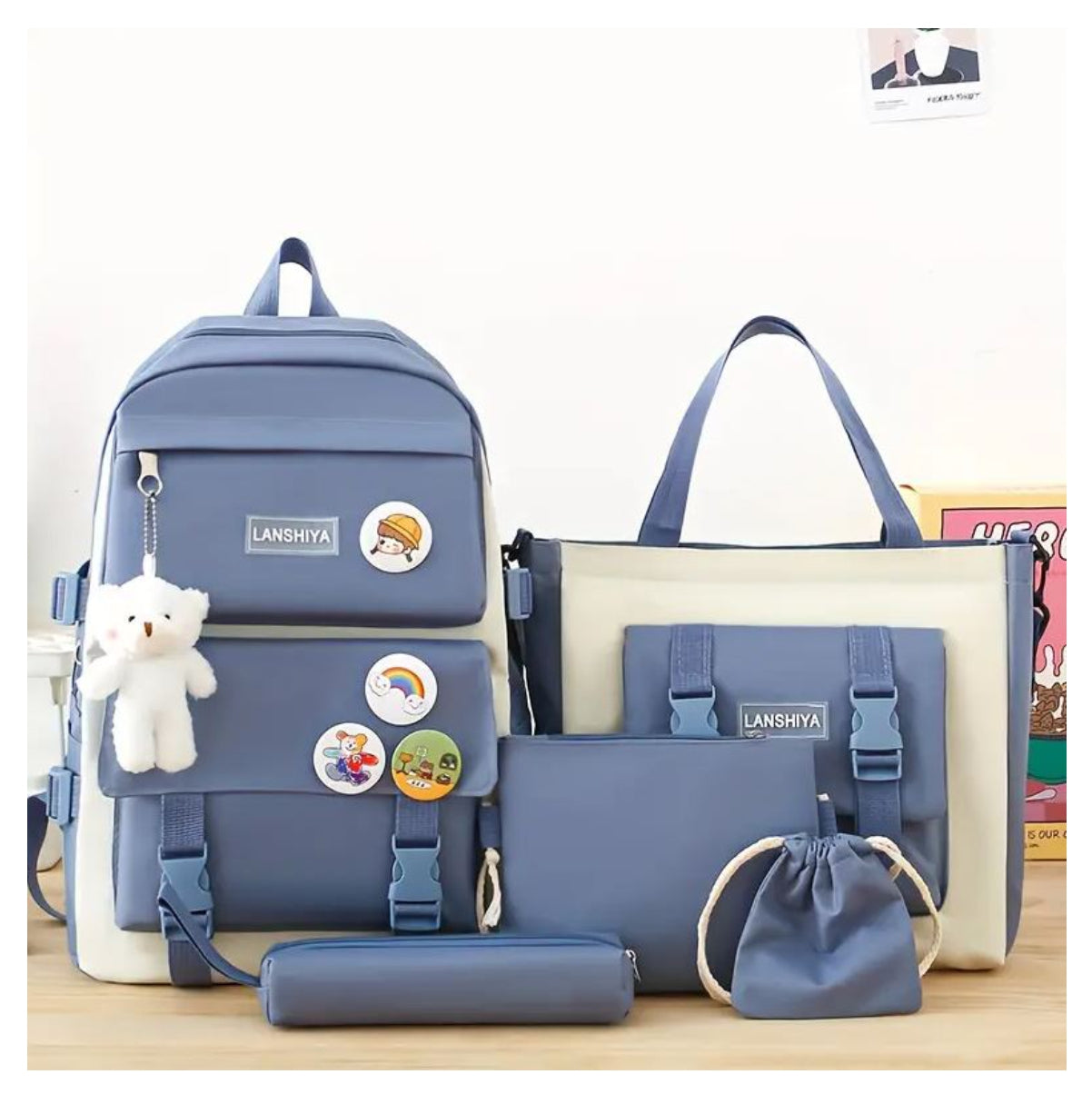 Maleta Coreana kit escolar 5 en 1 Estilo Total