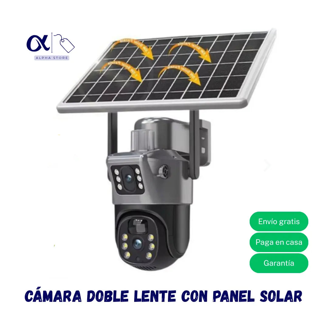 Cámara panel solar doble lente negra 4G