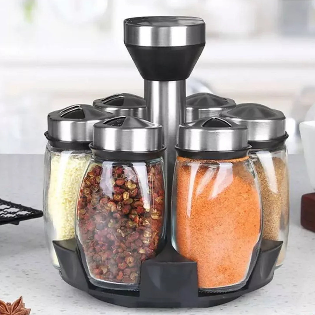 Juego De Frascos De Condimentos Giratorio 6 Envases